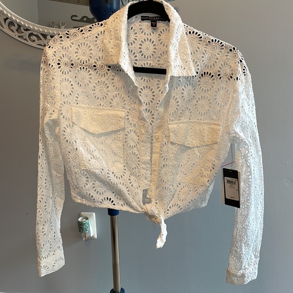 Guess eyelet tie front shirt. New with tags never worn. - Picture 2 of 2